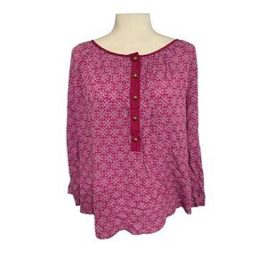 byron Lars womens pink white long sleeve top blouse